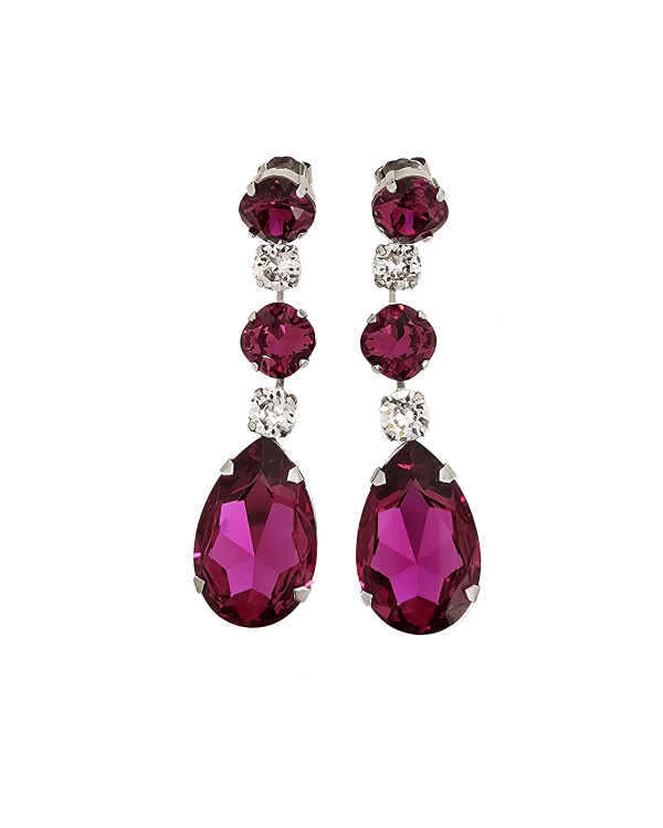 Astor Magenta Pink Chandelier Crystal Earrings, 8cm Long Earrings