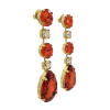 Astor Orange and Gold Crystal Chandelier Earrings, 8cm long, Gold Metal, Bridesmaids Earrings - Image 2