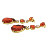 Astor Orange and Gold Crystal Chandelier Earrings, 8cm long, Gold Metal, Bridesmaids Earrings - Image 3