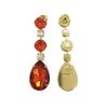 Astor Orange and Gold Crystal Chandelier Earrings, 8cm long, Gold Metal, Bridesmaids Earrings - Image 4
