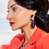 Cleo Sable Black Crystal Teardrop Earrings, Gold Metal 5cm Earrings - Image 32