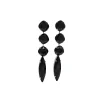 Chelsea Black Crystal Marquise Chandelier Earrings Rhodium Metal, 8cm Long
