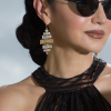 Martini Swings Gold Clear Crystal Baguette Earring, Gold Metal 6cm long, Diamond Shape - Image 6