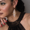 Martini Swings Gold Clear Crystal Baguette Earring, Gold Metal 6cm long, Diamond Shape - Image 3
