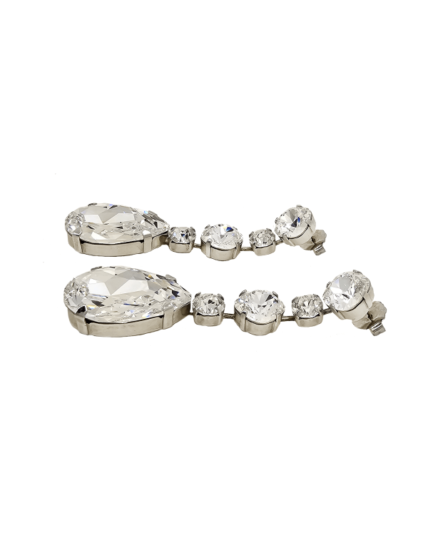 Astor Clear Chandelier Crystal Earrings, 8cm Long Silver Earrings - Image 6