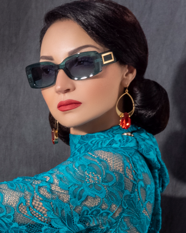 Vogue Orange Teardrop Crystal and Gold Metal Teardrop Earrings, 7cm long - Image 2
