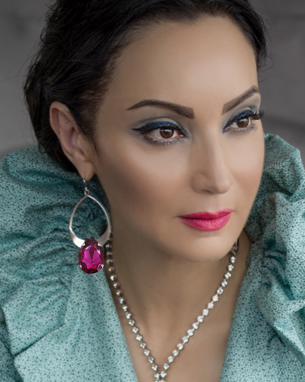 Vogue Iris Multi-Colour Teardrop Crystal and Rhodium Metal Teardrop Earrings, 7cm long - Image 2