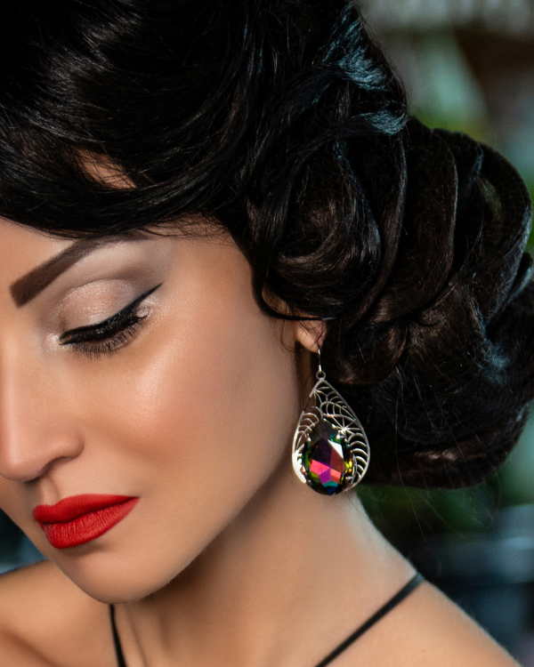 Cleo Sable Black Crystal Teardrop Earrings, Gold Metal 5cm Earrings - Image 45