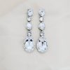 Astor Clear Chandelier Crystal Earrings, 8cm Long Silver Earrings - Image 3