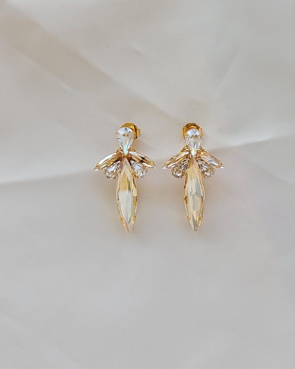 Parisian Crystal Marquise Bridal Earring, Rhodium Metal 5cm long - Image 10
