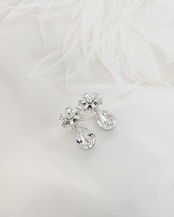 Parisian Gold Crystal Marquise Bridal Earring, Gold Metal 5cm long - Image 40