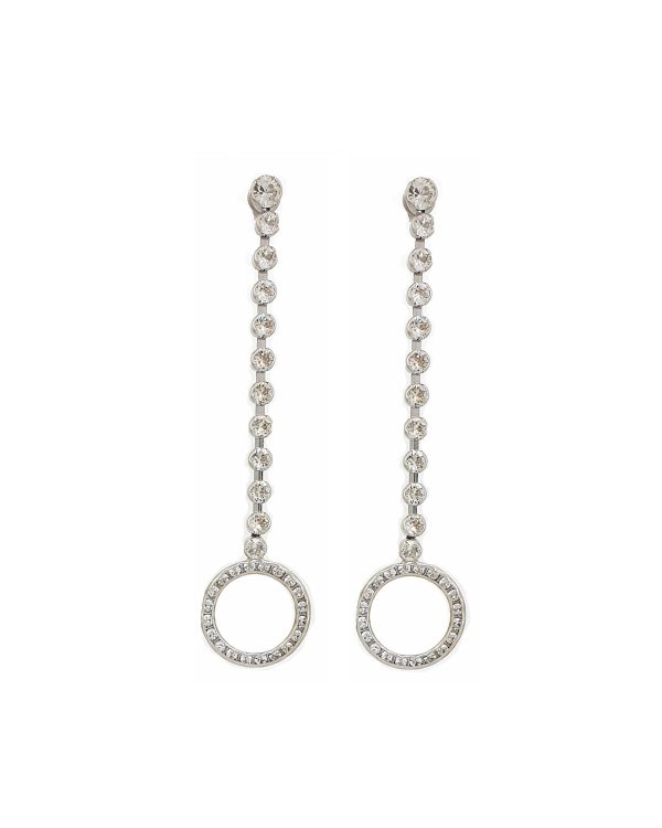Lets Dance Crystal Circle Studs, silver metal 10cm earrings