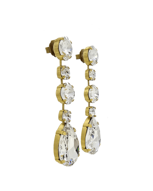 Astor Clear Crystal Teardrop Chandelier Earrings Rhodium Metal, 8cm Long - Image 3