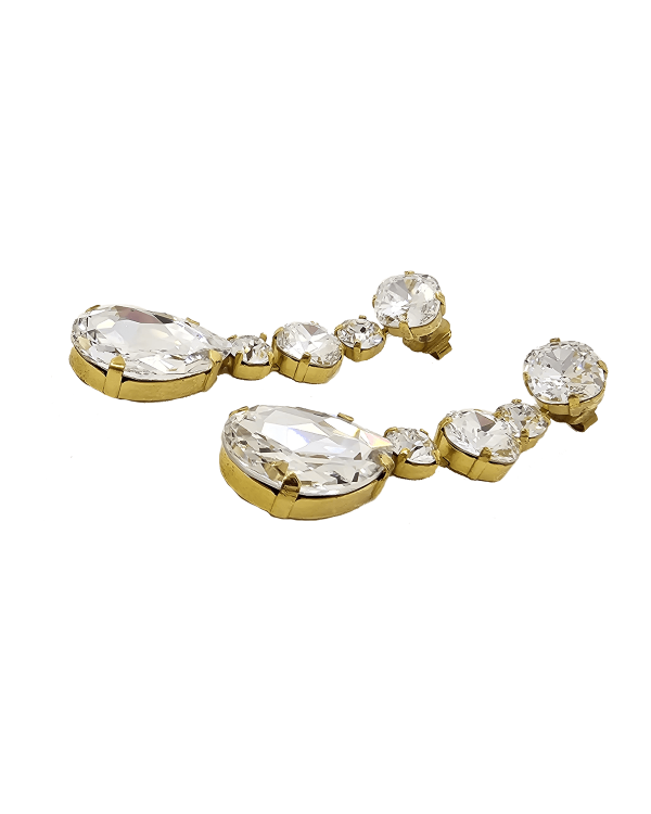 Astor Clear Crystal Teardrop Chandelier Earrings Rhodium Metal, 8cm Long - Image 5