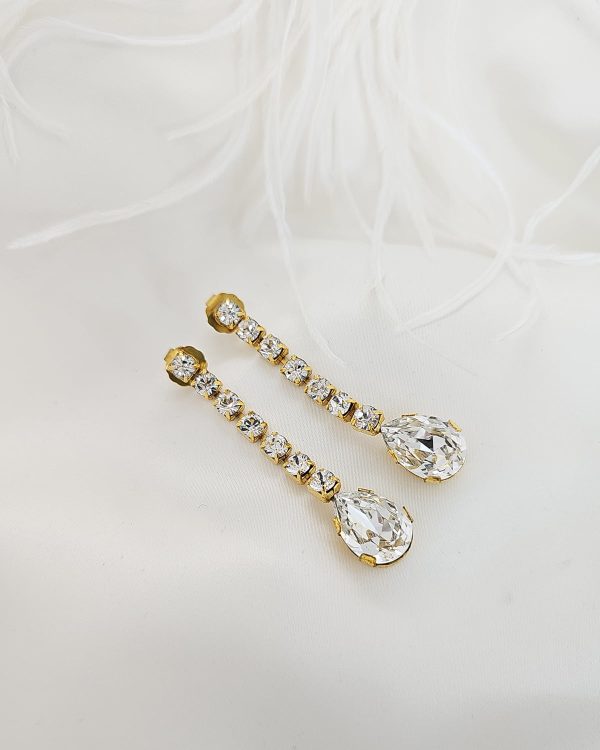 Hold Me Tight Clear Crystal Teardrop Studs, Rhodium Metal 6.5cm long - Image 6