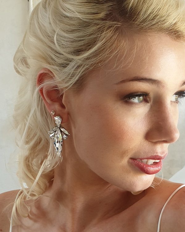 Parisian Gold Crystal Marquise Bridal Earring, Gold Metal 5cm long - Image 19