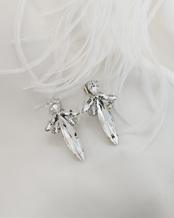 Parisian Gold Crystal Marquise Bridal Earring, Gold Metal 5cm long - Image 37