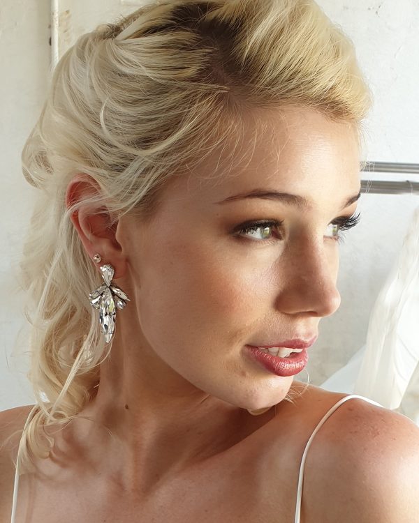 Parisian Crystal Marquise Bridal Earring, Rhodium Metal 5cm long - Image 6