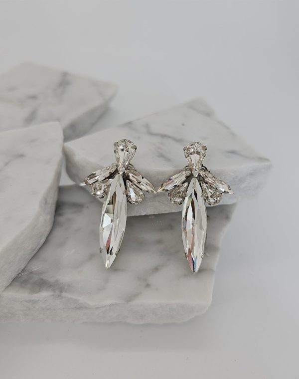 Parisian Gold Crystal Marquise Bridal Earring, Gold Metal 5cm long - Image 14