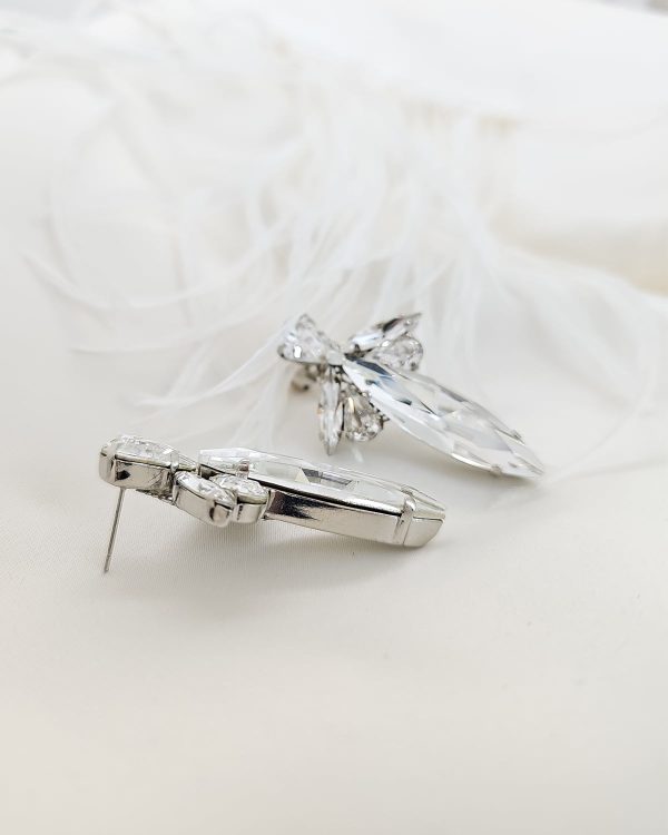 Parisian Gold Crystal Marquise Bridal Earring, Gold Metal 5cm long - Image 38