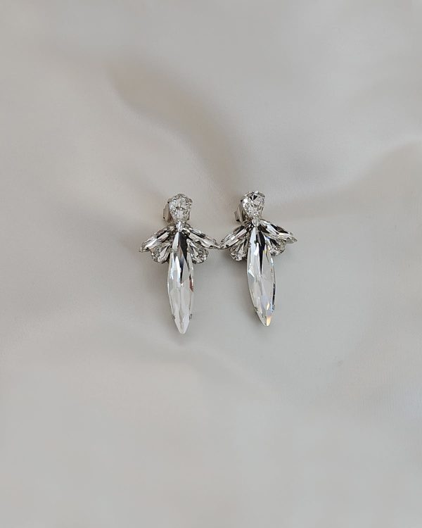 Parisian Gold Crystal Marquise Bridal Earring, Gold Metal 5cm long - Image 18