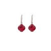 Remi Fire Red Crystal Earrings Diamond Shape, 2cm Long Rhodium Metal