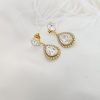 Milan Clear Crystal Teardrop Bridal Earrings, 4cm Long, Gold Metal