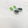 Milan Green Crystal Teardrop Earring, Rhodium Metal 4cm long - Image 5