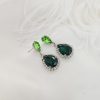 Milan Green Crystal Teardrop Earring, Rhodium Metal 4cm long - Image 3