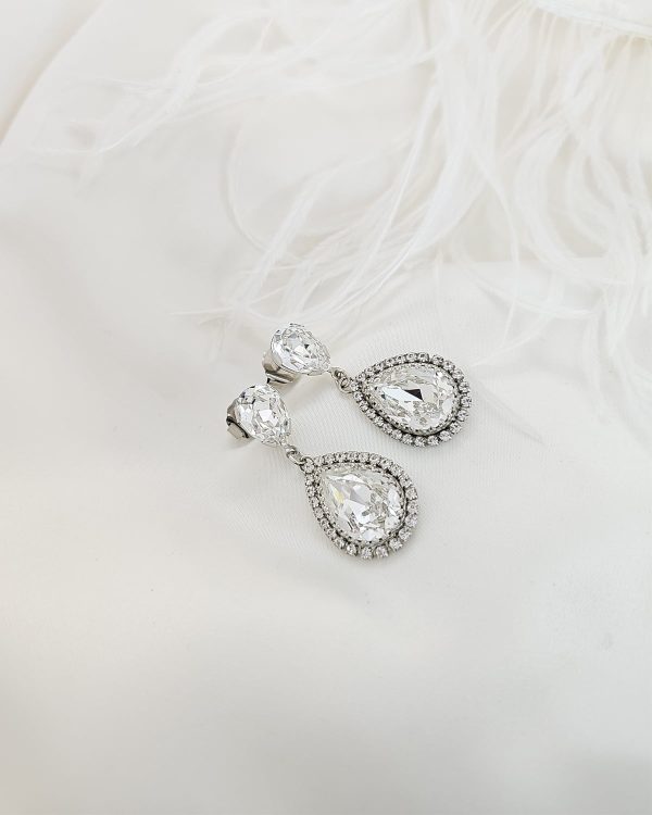 Parisian Gold Crystal Marquise Bridal Earring, Gold Metal 5cm long - Image 50