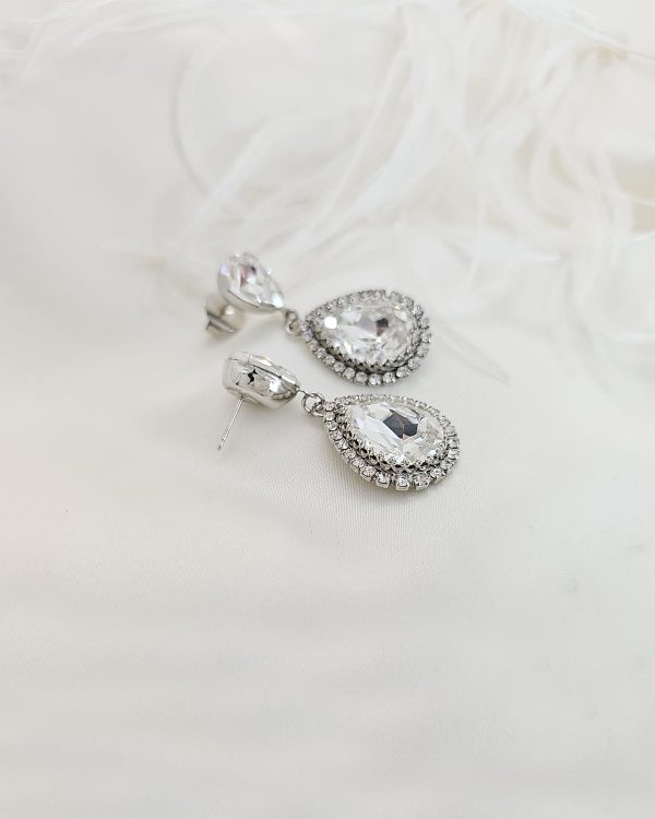 Parisian Gold Crystal Marquise Bridal Earring, Gold Metal 5cm long - Image 51