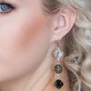 Remi Clear Grey Black Crystal Earrings Diamond Shape 6cm Long Rhodium, Tri colour - Image 5