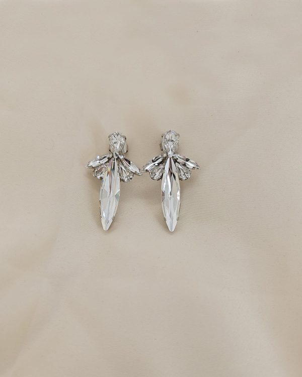 Parisian Gold Crystal Marquise Bridal Earring, Gold Metal 5cm long - Image 17