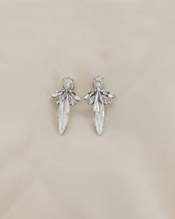 Parisian Crystal Marquise Bridal Earring, Rhodium Metal 5cm long - Image 5