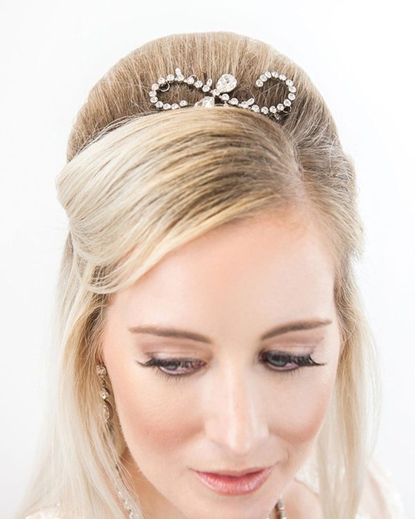 Whispers Crystal Scroll Hairpiece Petite, Rhodium Metal, 9cm Wide - Image 2