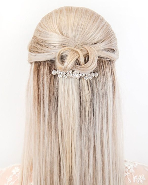 Stealing Kisses Crystal Hair Comb, Gold Metal 10cm Wide - Image 4