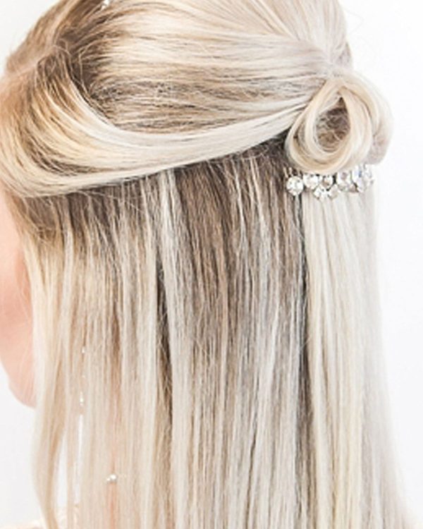 Stealing Kisses Crystal Hair Comb, Rhodium Metal 10cm Wide - Image 3