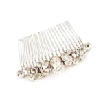 Stealing Kisses Crystal Hair Comb, Rhodium Metal 10cm Wide