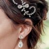 Stealing Kisses Clear Crystal Teardrop Bridal Studs, Rhodium Metal 3.5cm long - Image 3