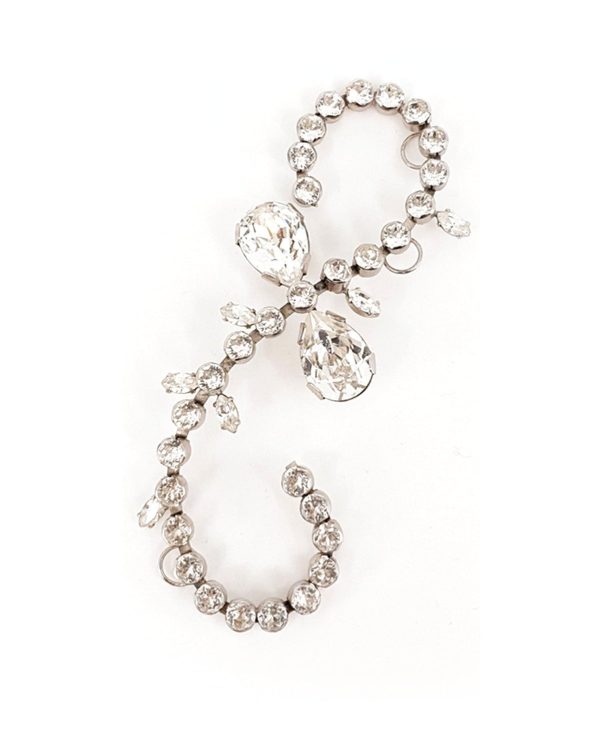 Whispers Crystal Scroll Hairpiece Petite, Rhodium Metal, 9cm Wide