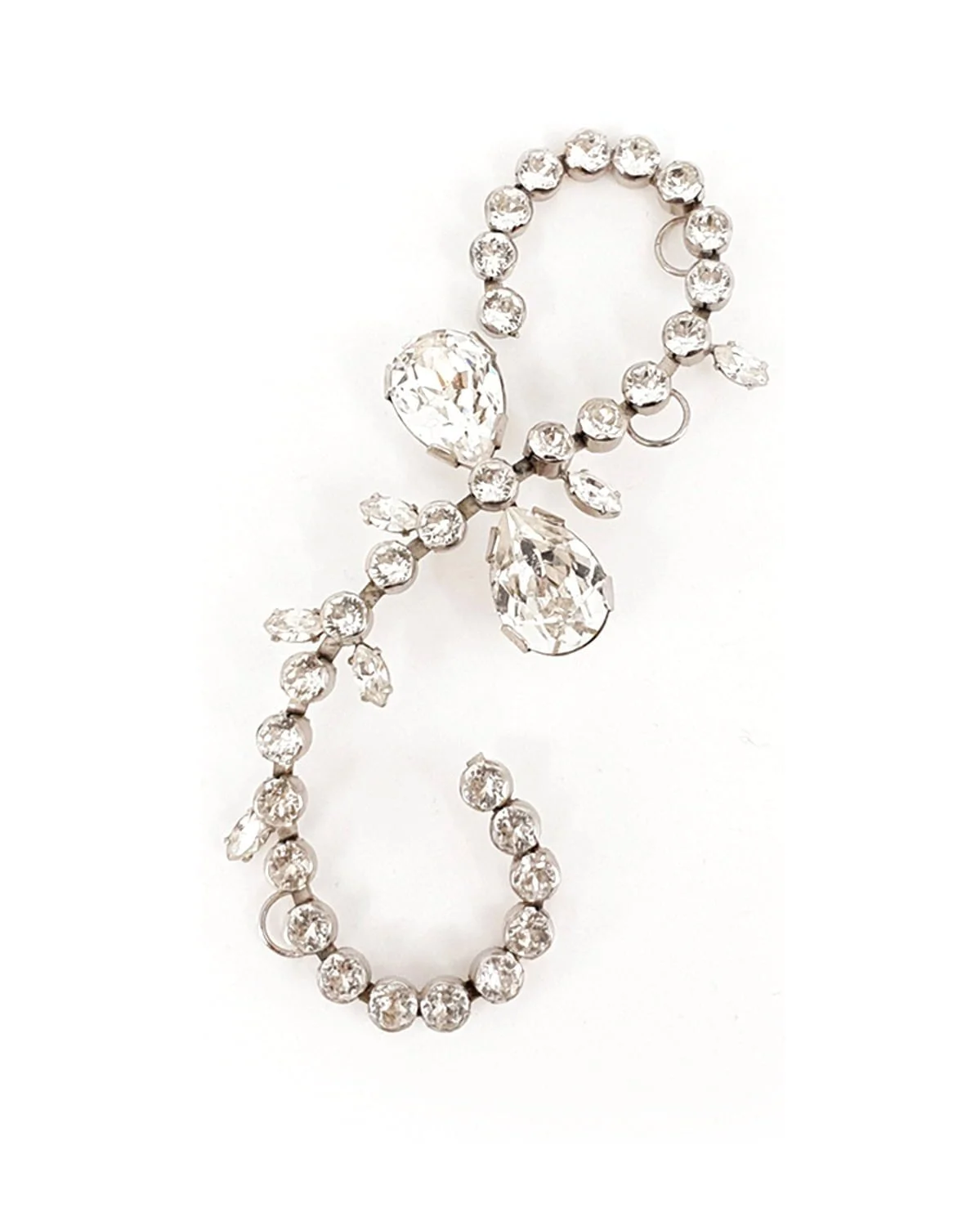 Whispers Crystal Scroll Hairpiece Petite, Rhodium Metal, 9cm Wide