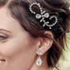 Stealing Kisses Clear Crystal Teardrop Bridal Studs, Rhodium Metal 3.5cm long