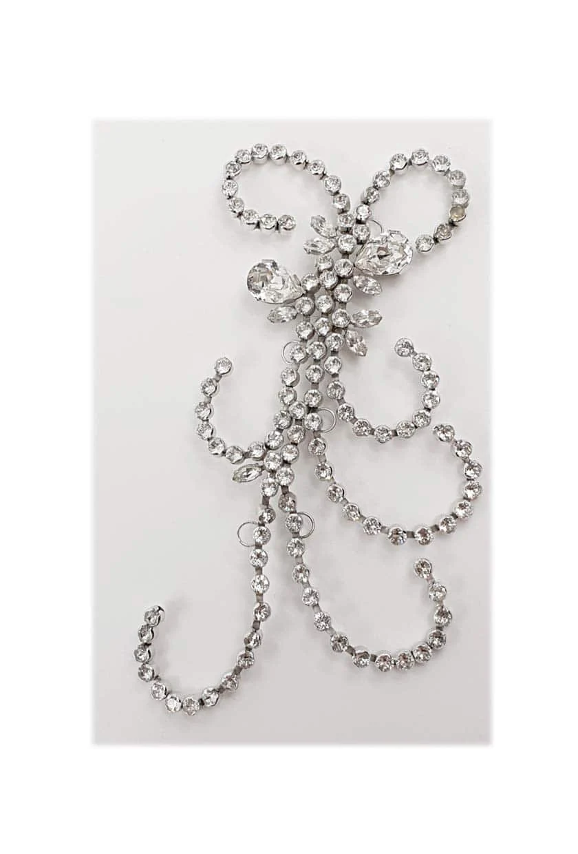 Whispers Crystal Scroll Hairpiece Grande, Rhodium Metal, 15cm Long