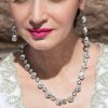 Halo Necklace Clear Crystals, Rhodium Metal - Image 3