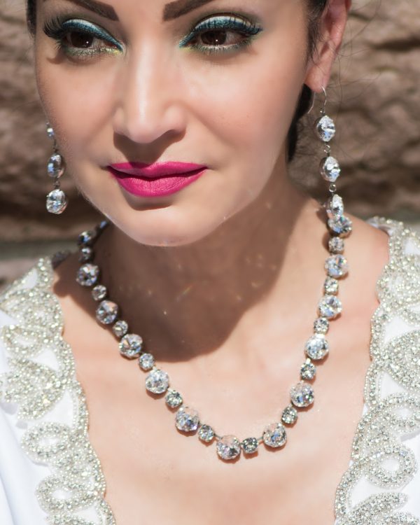 Halo Necklace Clear Crystals, Rhodium Metal - Image 3