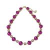 Halo Crystal Necklace Pink and Clear Crystals, Gold Metal