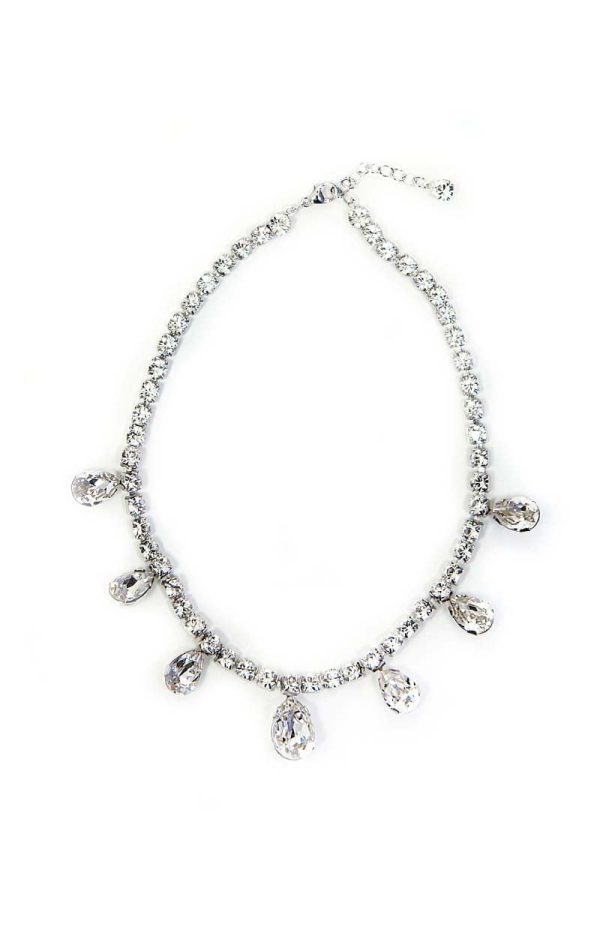 Stealing Kisses Bridal Crystal Teardrop Necklace Grande, Rhodium