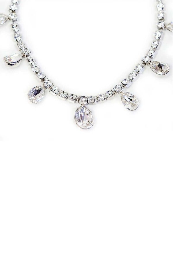 Stealing Kisses Bridal Crystal Teardrop Necklace Grande, Rhodium - Image 3