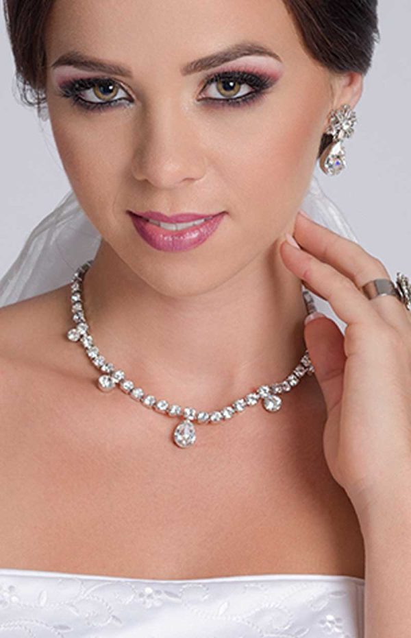 Stealing Kisses Bridal Crystal Teardrop Necklace Grande, Rhodium - Image 2