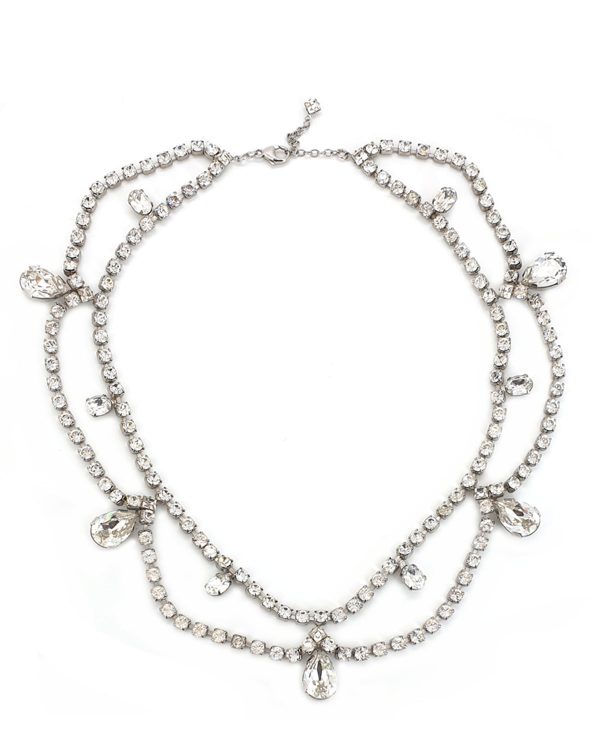 Stealing Kisses Crystal Teardrop Necklace Petite, Rhodium - Image 5
